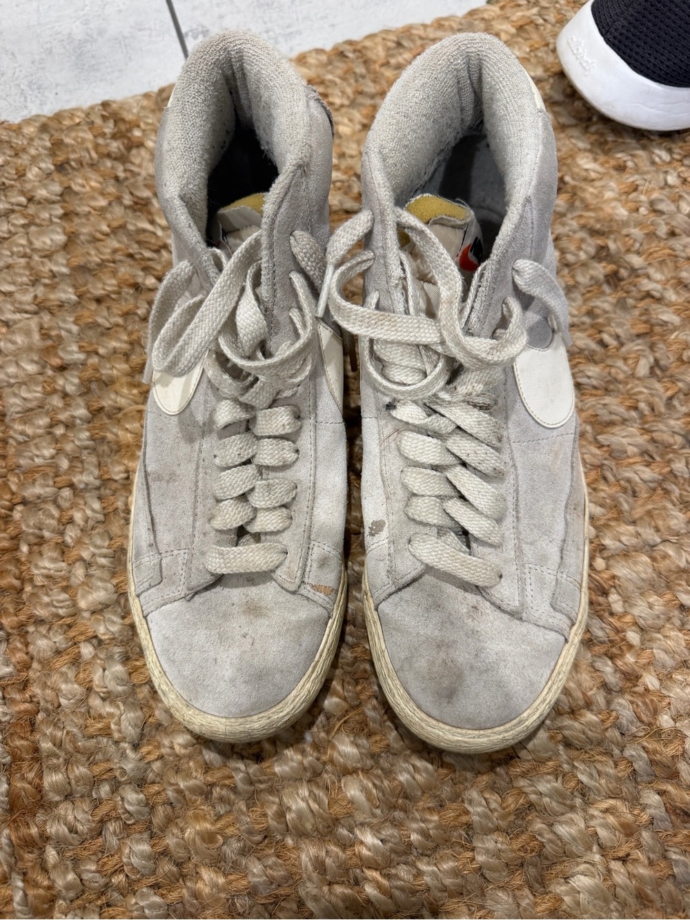 Nike Kids Light Gray Suede High-Top Sneakers